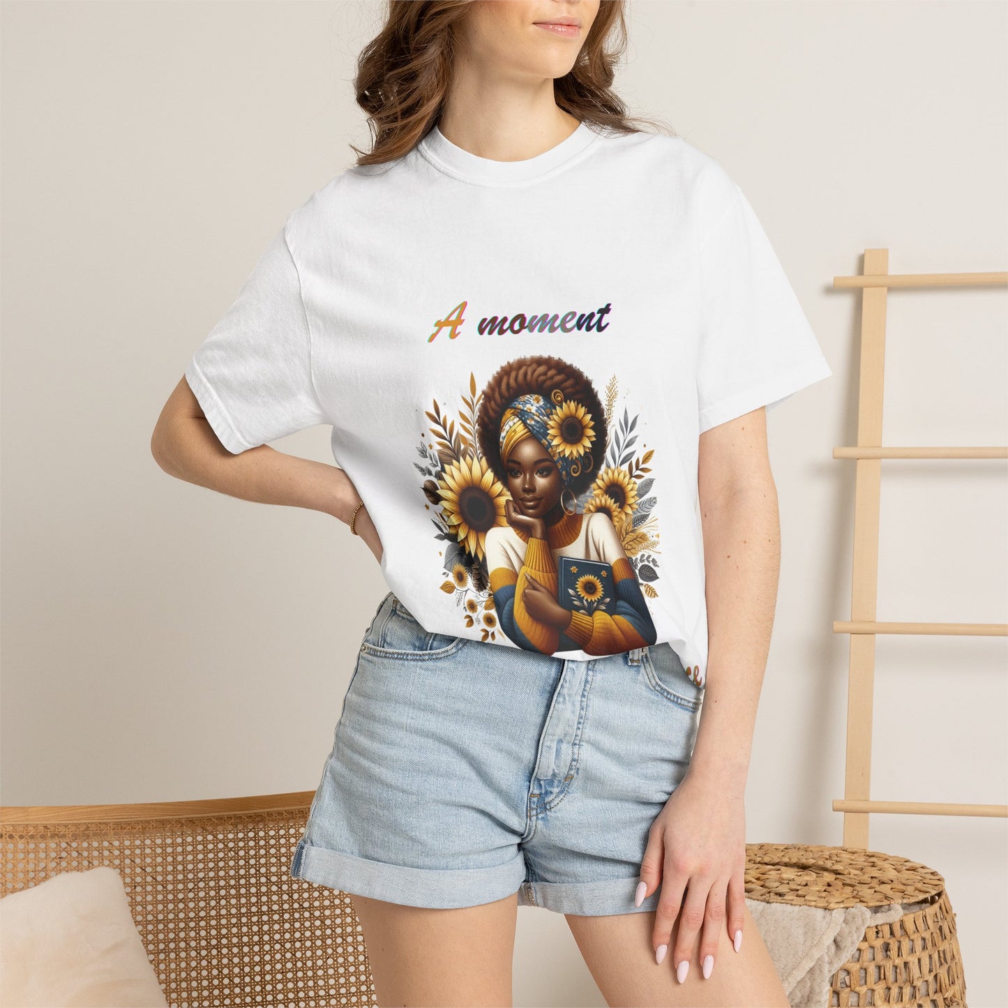 A Moment Stitched With Grace T-Shirt — Sunflower Portrait Graphic Tee