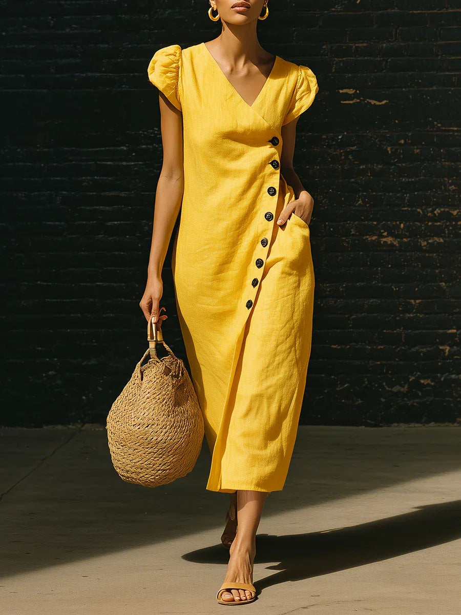 Women's Casual V-Neck Midi Dress