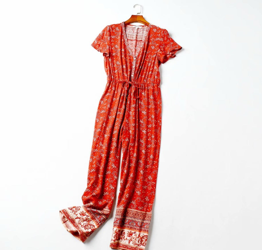 Bedruckter Overall für Damen, lässige Hose