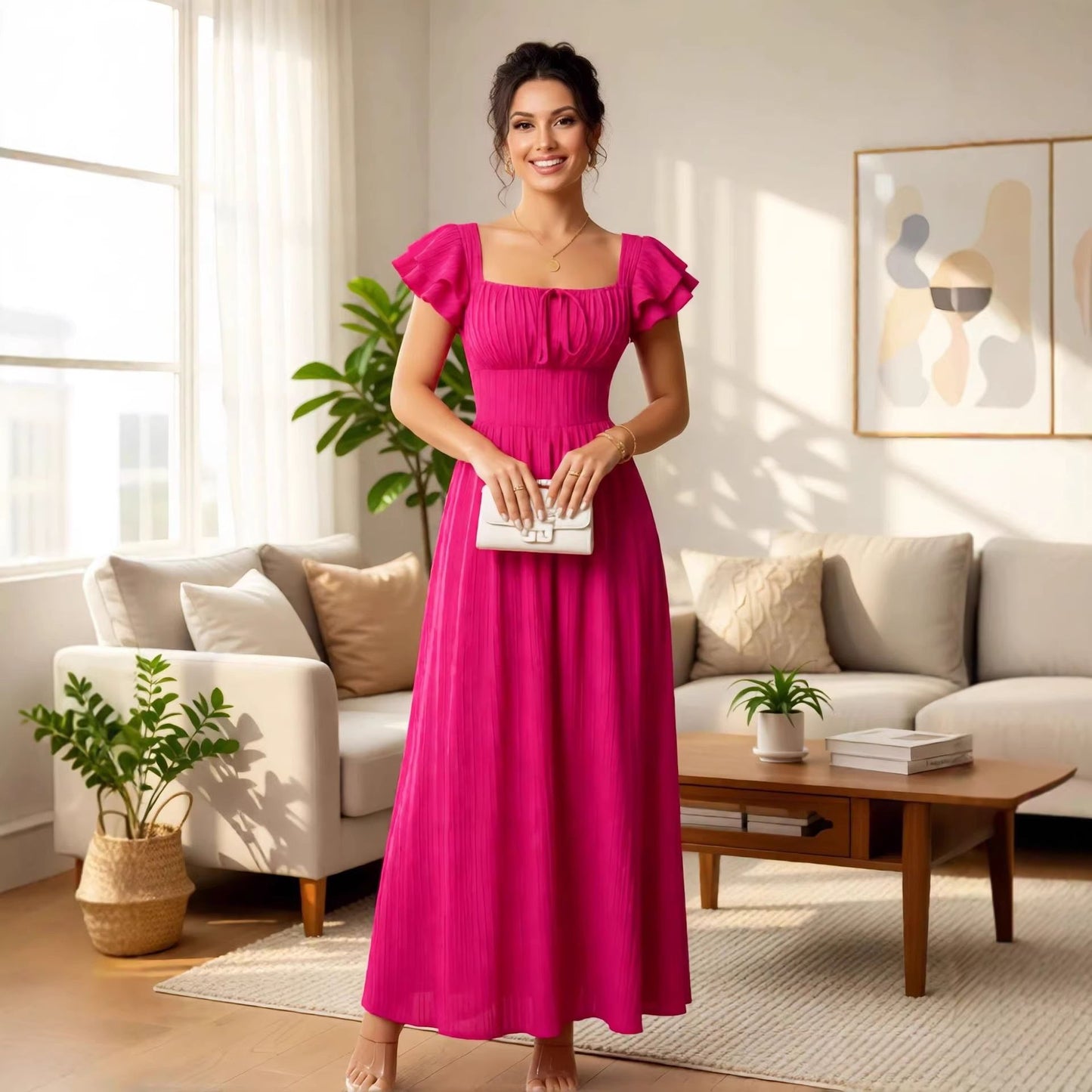 Eng anliegender Rock, einfarbiges französisches Kleid