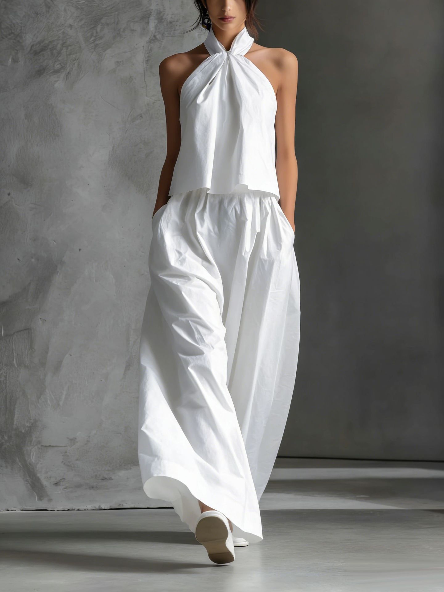 Ensemble deux pièces sans manches ample et pantalon large