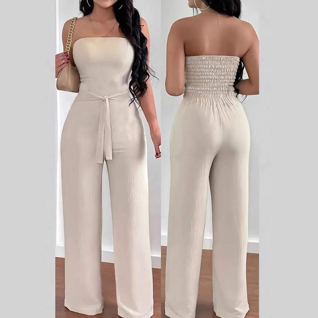Combinaison longue bustier unie pour femme