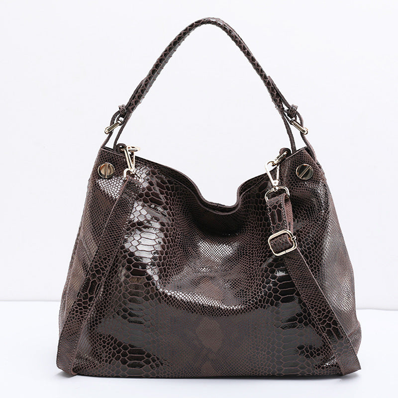 Sac à bandoulière grande capacité en cuir véritable pour femme