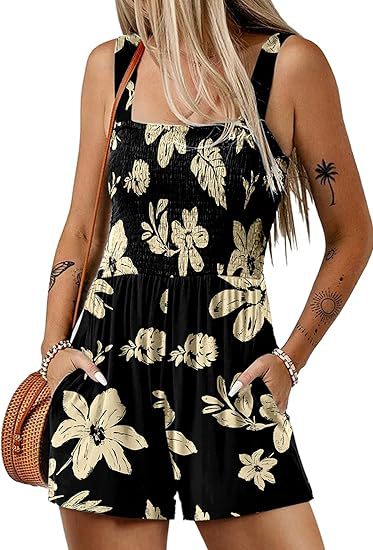 Blumendruck-Shorts-Jumpsuit Ärmelloser Strand-Body für den Sommer
