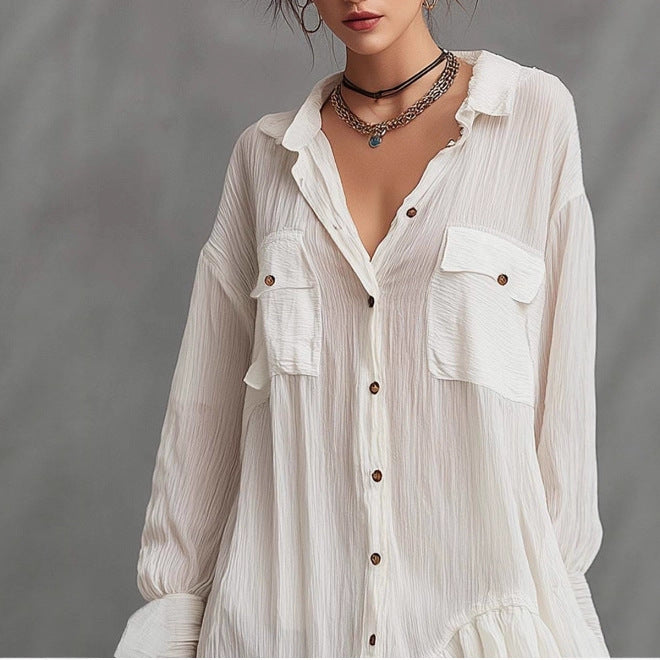 Retro Oversized Ruffled Hem Mini Skirt