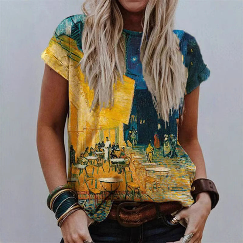 T-shirt ample et décontracté imprimé tendance pour femme