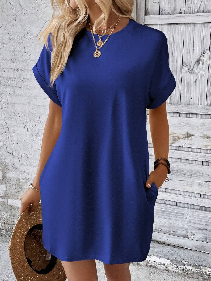 Women's A-Line Cotton Mini Dress with Pockets