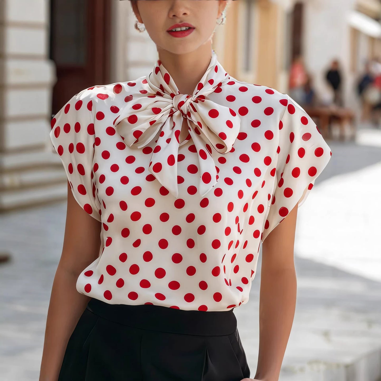Neuartige Schleifenkragen Elegante Pendler-Allrounder-Bluse für Damen