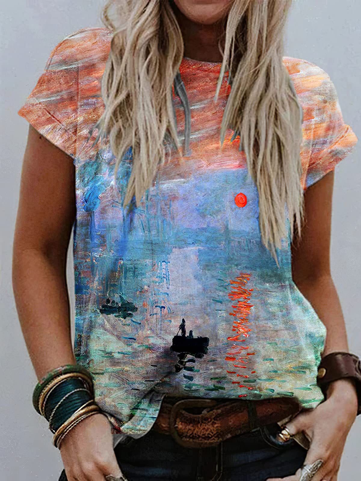 T-shirt ample et décontracté imprimé tendance pour femme
