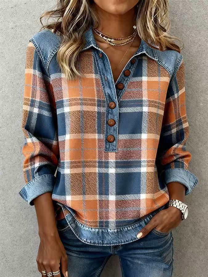 Europäischer und amerikanischer gestrickter Langarm-Lapel-Pullover für Damen
