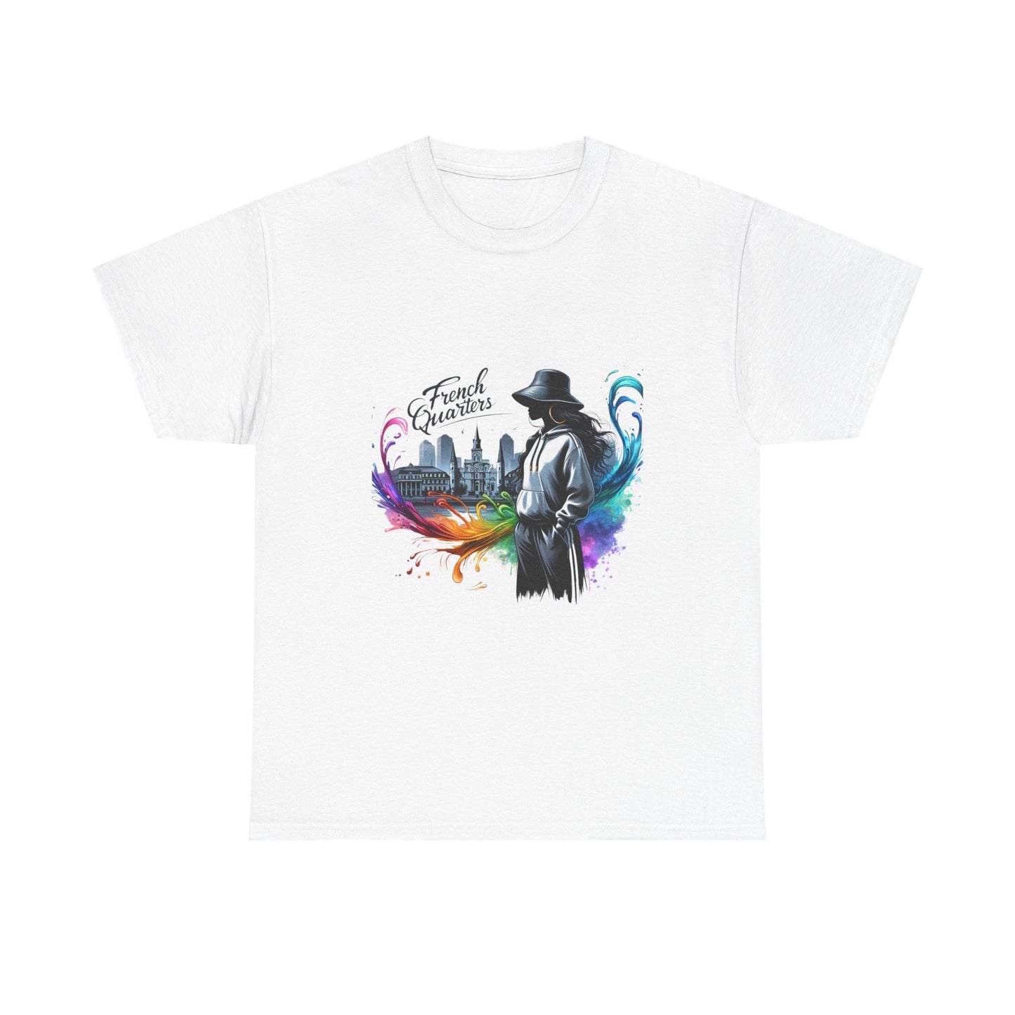T-Shirt — French Quarter Jazz Noir Design (color splash New Orleans skyline)