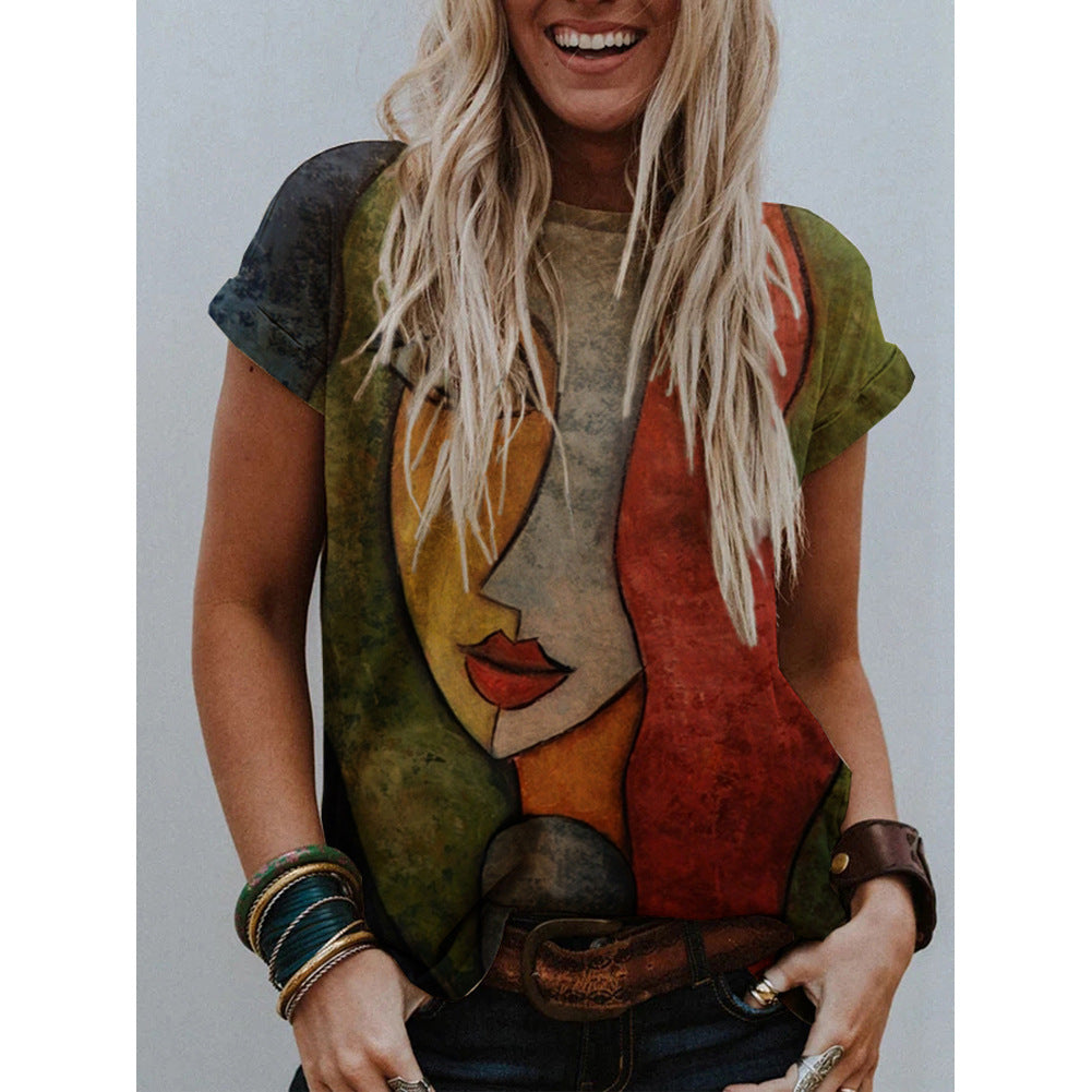 T-shirt ample et décontracté imprimé tendance pour femme