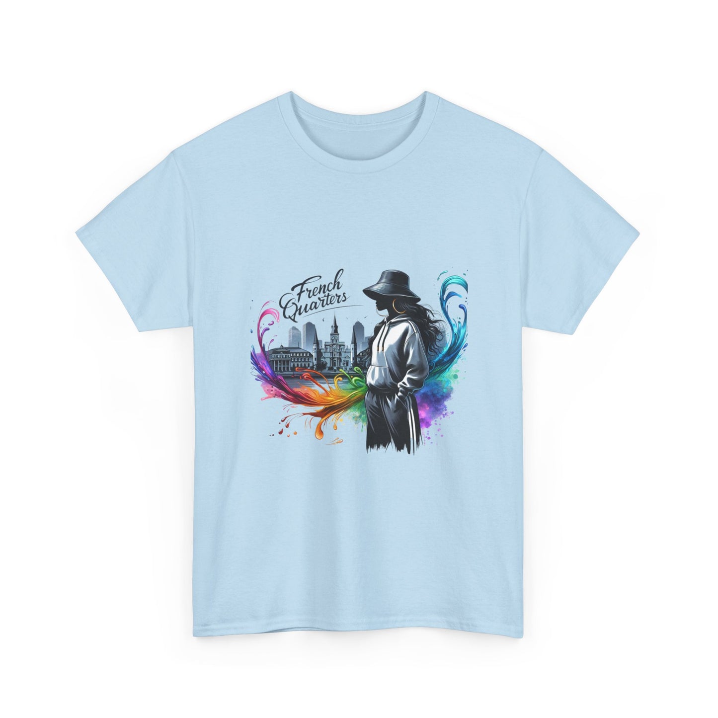 T-Shirt — French Quarter Jazz Noir Design (color splash New Orleans skyline)