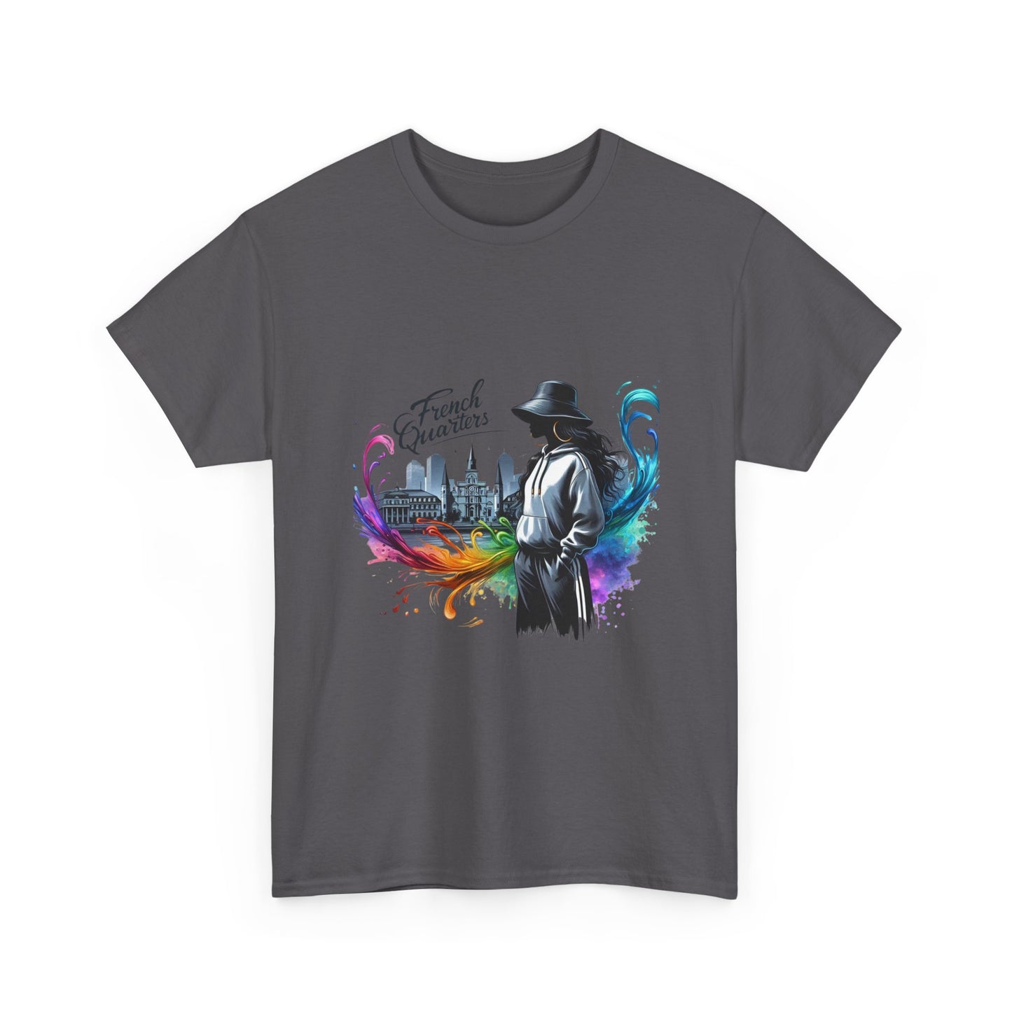 T-Shirt — French Quarter Jazz Noir Design (color splash New Orleans skyline)