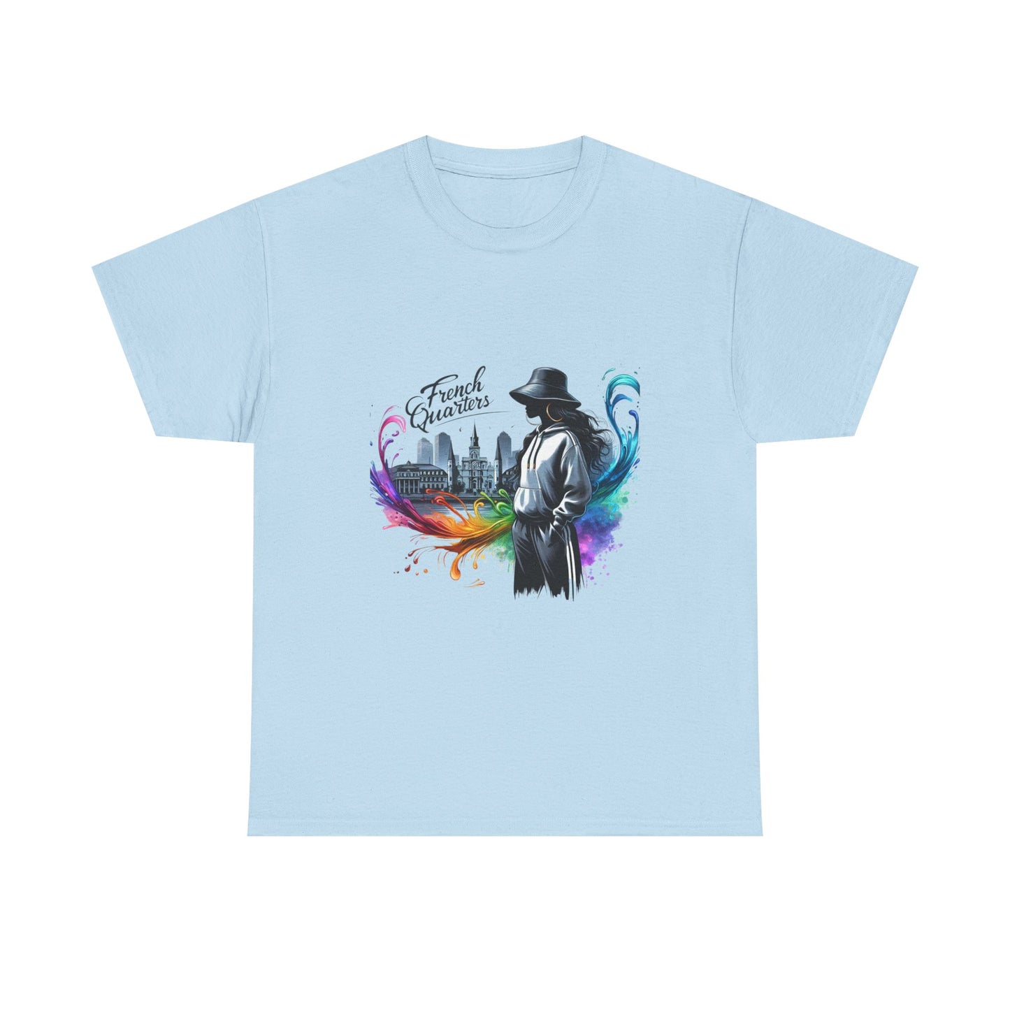 T-Shirt — French Quarter Jazz Noir Design (color splash New Orleans skyline)