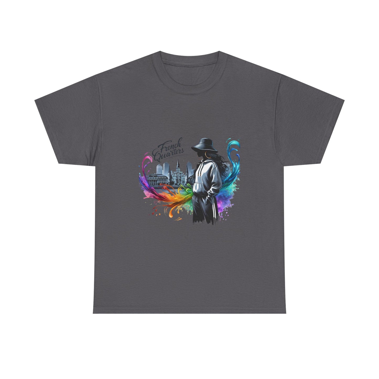 T-Shirt — French Quarter Jazz Noir Design (color splash New Orleans skyline)