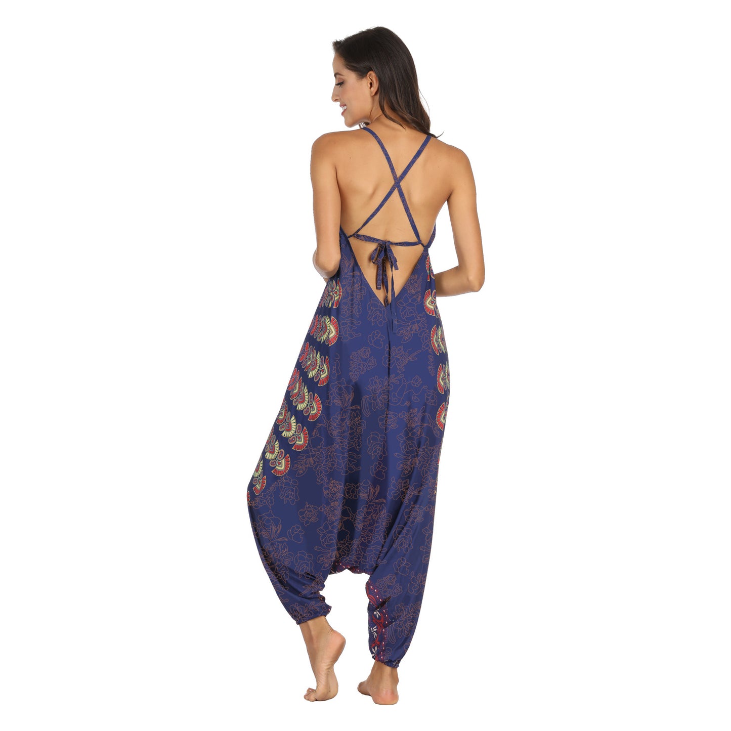 Grenzüberschreitender Hot Style Ethnischer Digitaldruck Damen-Sling-Overall Großhandel Strand-Freizeit-Sport-Jumpsuit