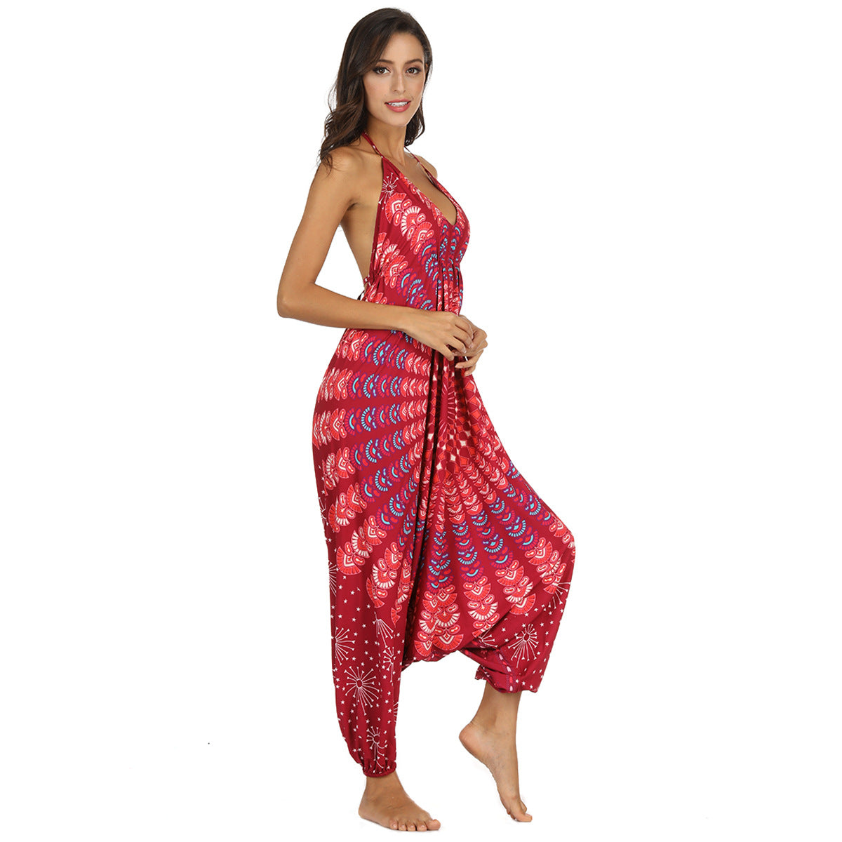 Grenzüberschreitender Hot Style Ethnischer Digitaldruck Damen-Sling-Overall Großhandel Strand-Freizeit-Sport-Jumpsuit