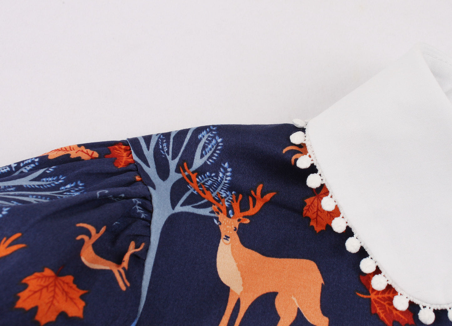 Enyuever Blaues Vintage-Kleid mit kurzen Ärmeln und Kragen