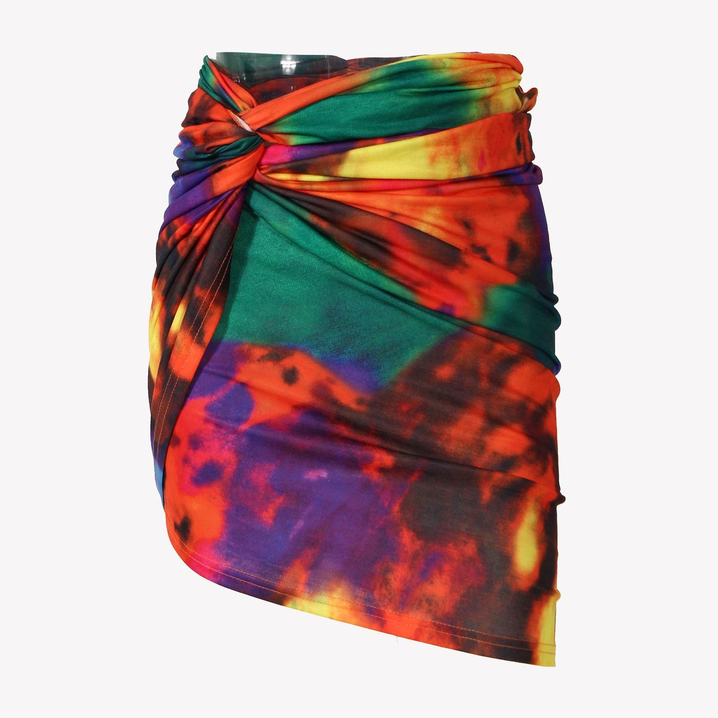 Ensemble imprimé 21 printemps et été éblouissant coloré dégradé halo teinture T-shirt manches courtes plissé demi-jupe ensemble deux pièces