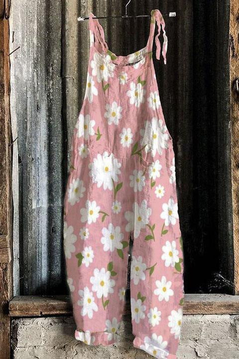 Bedruckter Retro-Damen-Jumpsuit mit weitem Bein