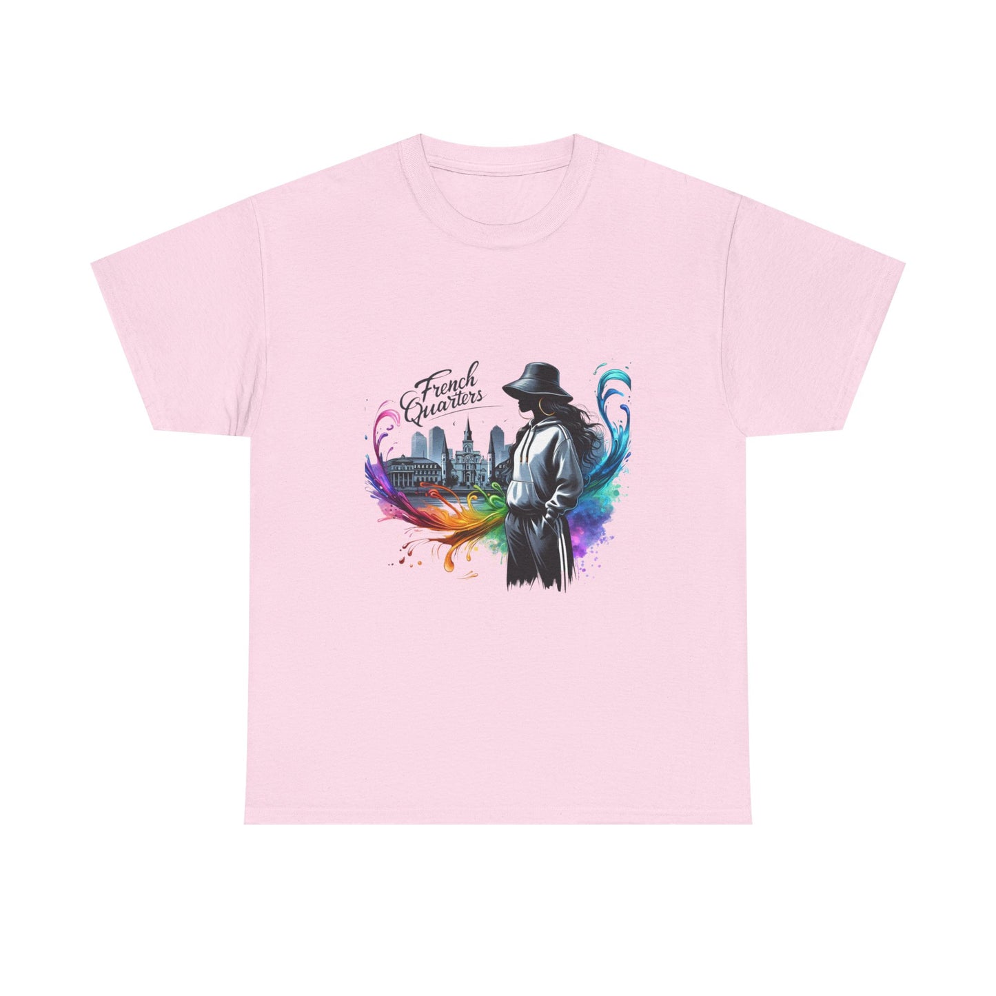T-Shirt — French Quarter Jazz Noir Design (color splash New Orleans skyline)