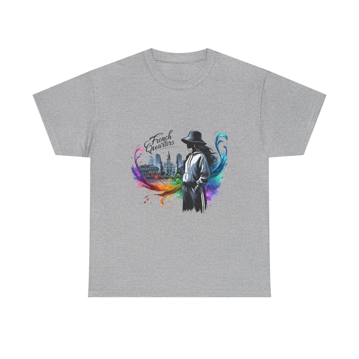 T-Shirt — French Quarter Jazz Noir Design (color splash New Orleans skyline)