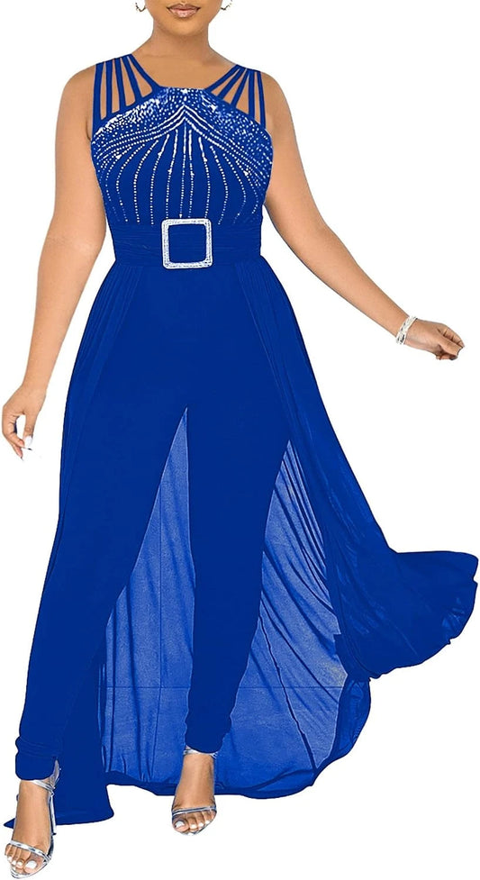 Elegant Rhinestone Jumpsuit