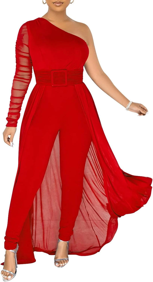 Mesh Sleeve Bodycon Jumpsuit