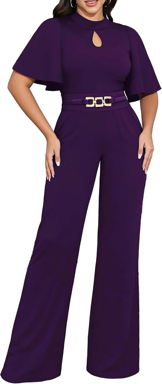 Yiershu Ruffle Sleeve Belted Jumpsuit