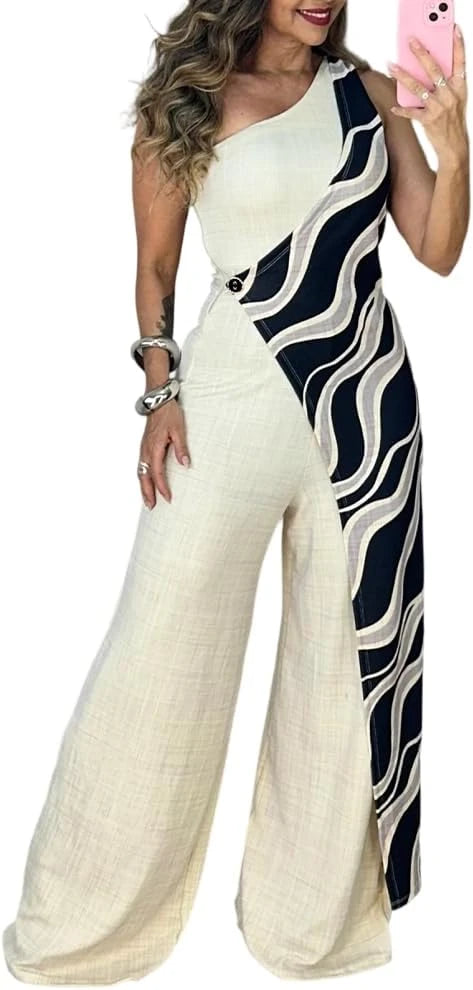 One Shoulder Wide Leg Jumpsuit