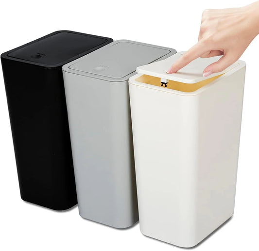Slim Bathroom Trash Can Set