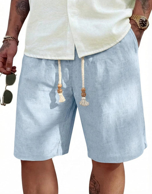 Coofandy Mens Linen Casual Beach Shorts
