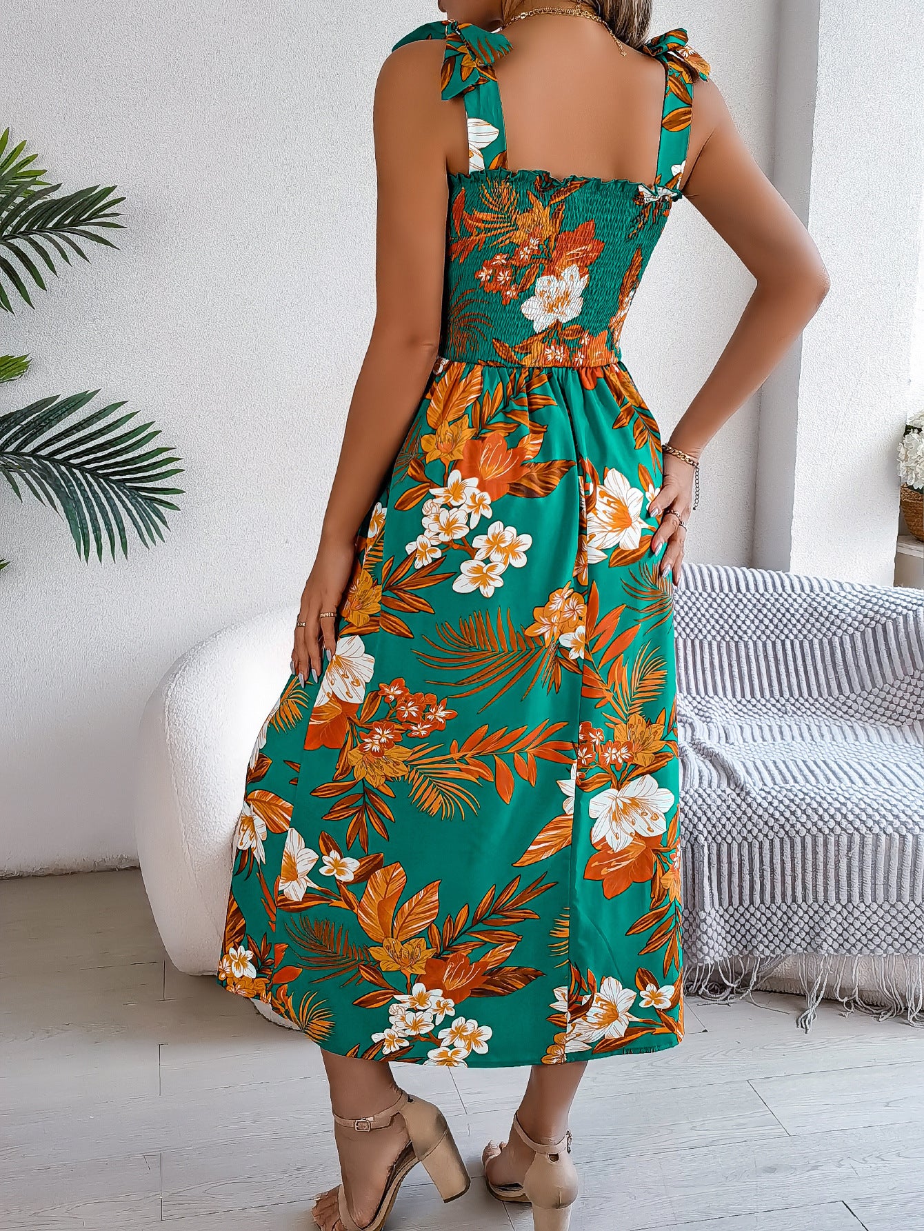 Blumen Print Hosenträger Korsett Kleid Ins Fashion Urlaub Strand Lange Kleider Sommerkleidung Für Frauen