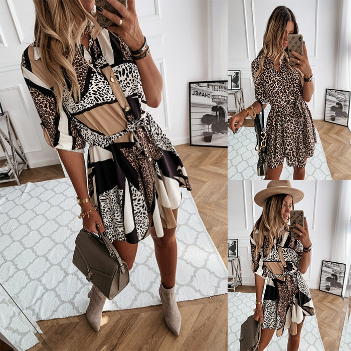 Fashion Sexy Printed Shirt Skirt Dress Women