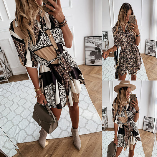 Fashion Sexy Printed Shirt Skirt Dress Women