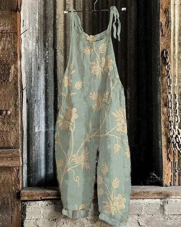 Damen-Jumpsuit mit weitem Bein und Vintage-Print
