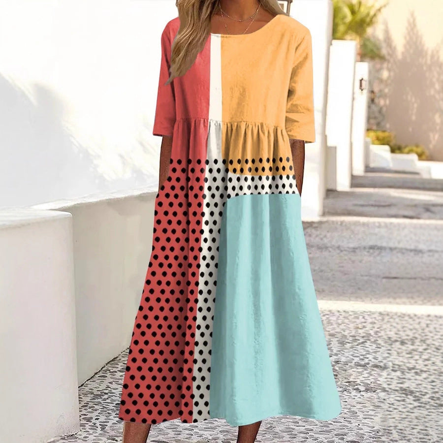 Casual Retro Ocean Art Print Womens Loose Dress