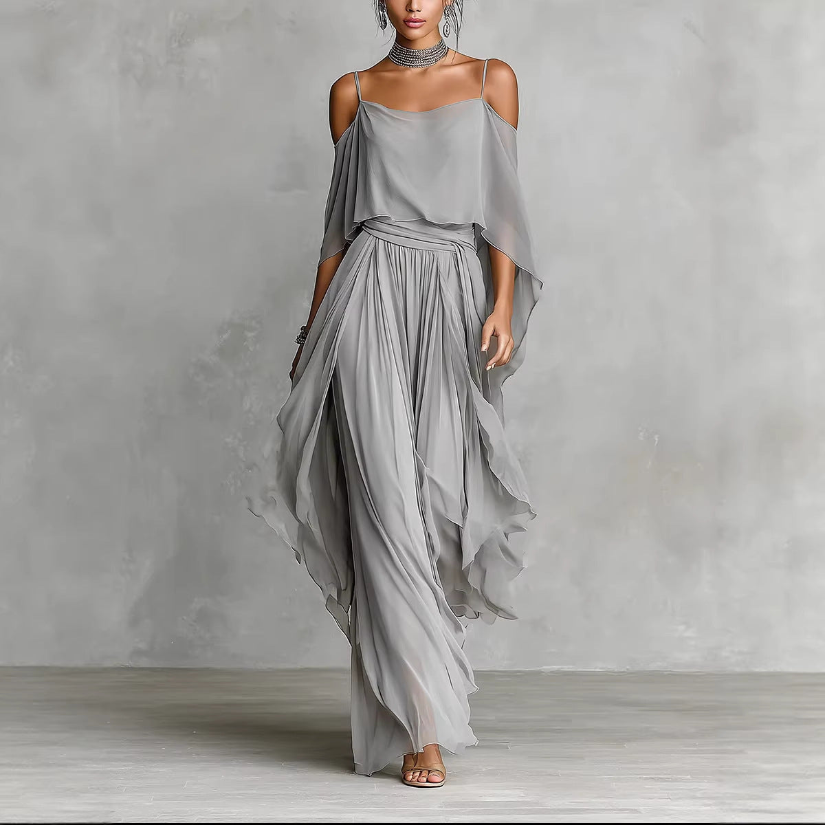 Robe longue élégante sans bretelles ni dos nu