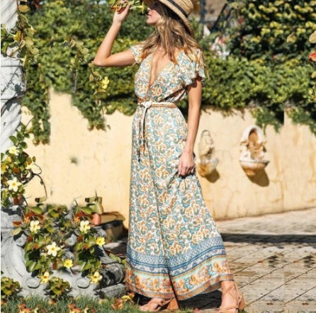 Bedruckter Overall für Damen, lässige Hose
