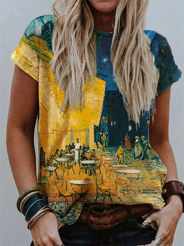 T-shirt ample et décontracté imprimé tendance pour femme