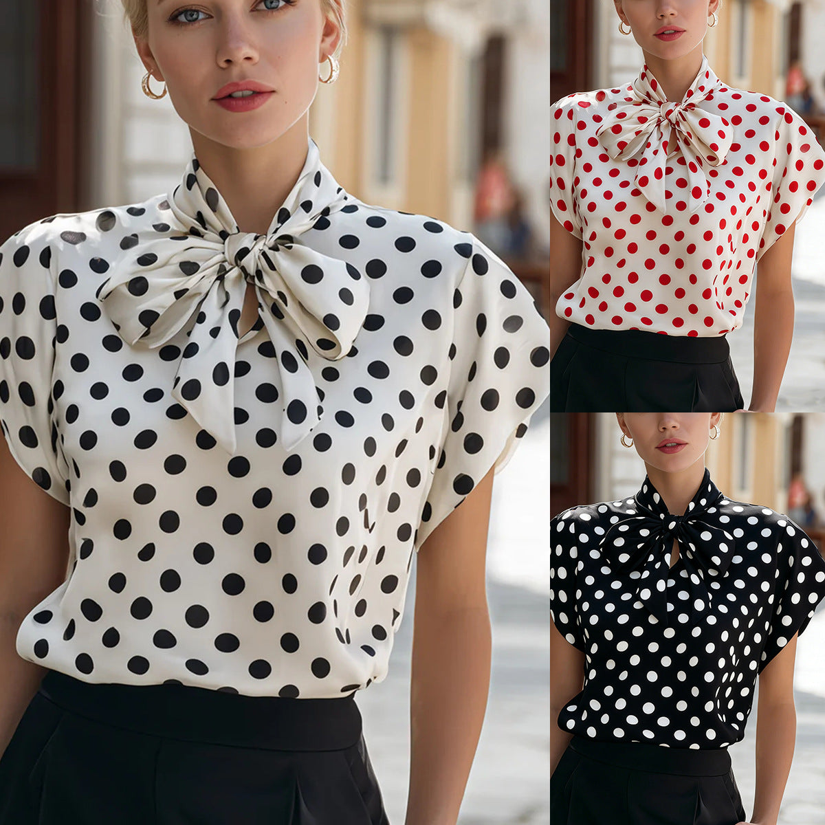 Neuartige Schleifenkragen Elegante Pendler-Allrounder-Bluse für Damen