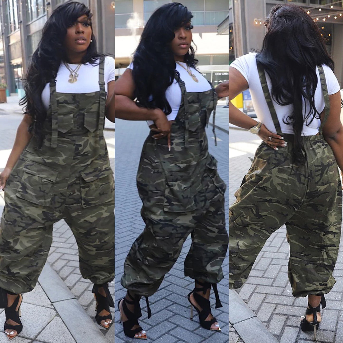 Women's Casual And Relaxed Loose Camouflage Jumpsuit Overalls