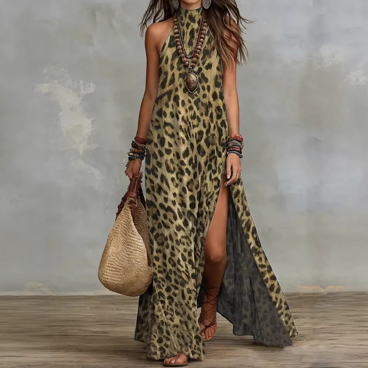 Printed Scarf-style Long Dress Fashionable And Casual