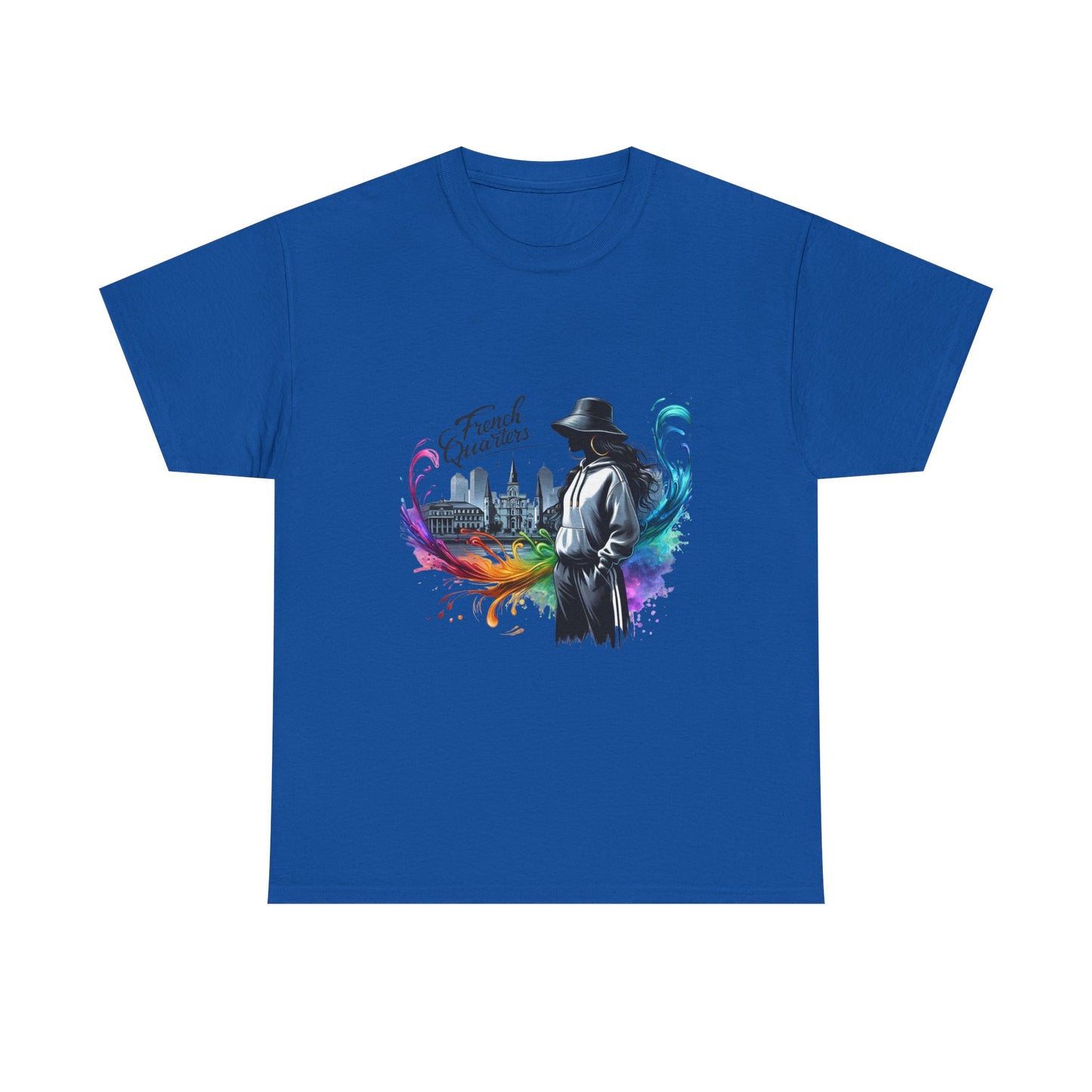 T-Shirt — French Quarter Jazz Noir Design (color splash New Orleans skyline)