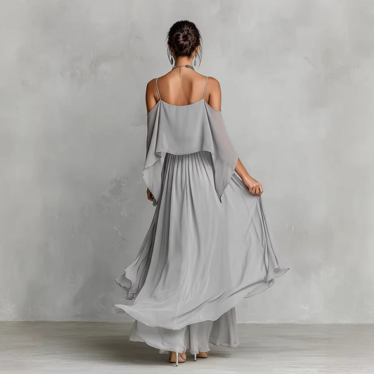 Robe longue élégante sans bretelles ni dos nu