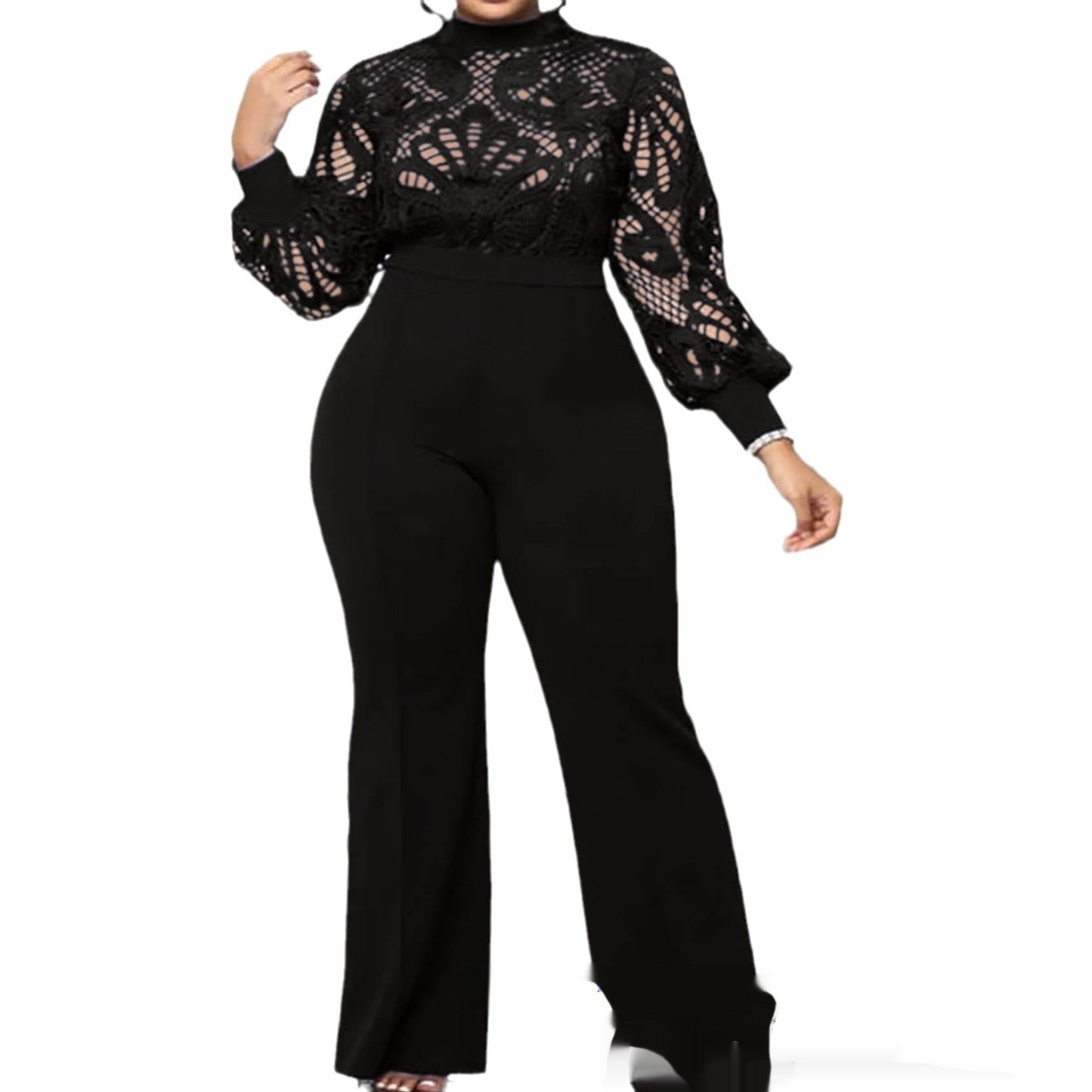Damen Jumpsuit mit Spitzenbesatz in Übergröße