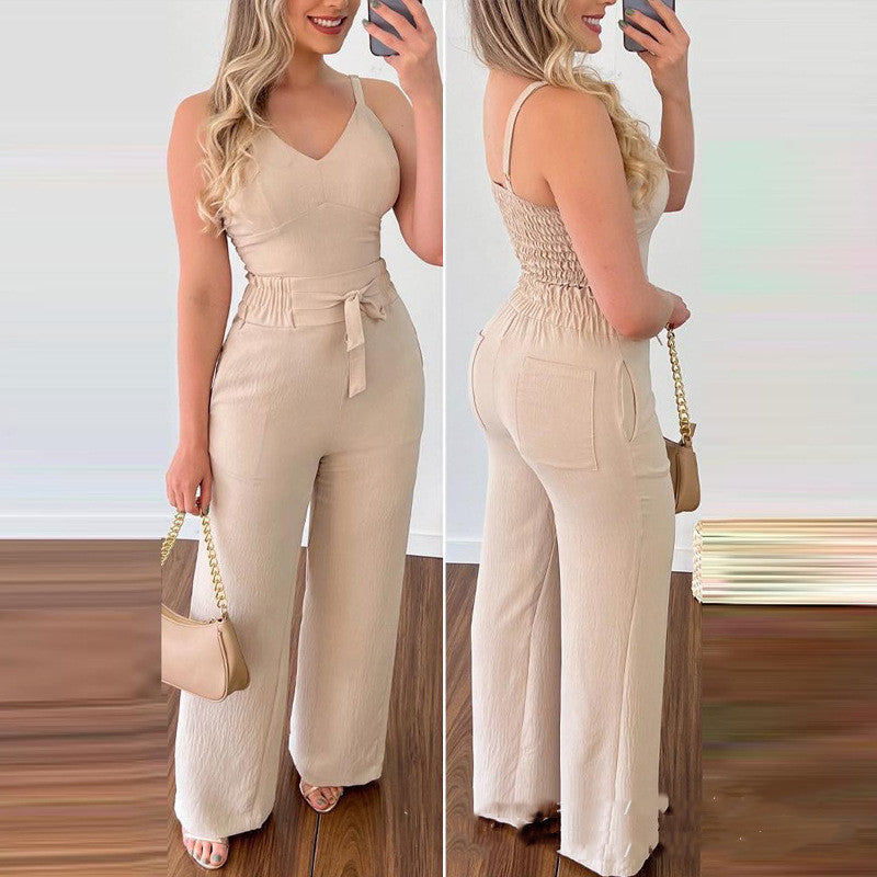 Ensemble décontracté débardeur et pantalon coupe droite pour femme