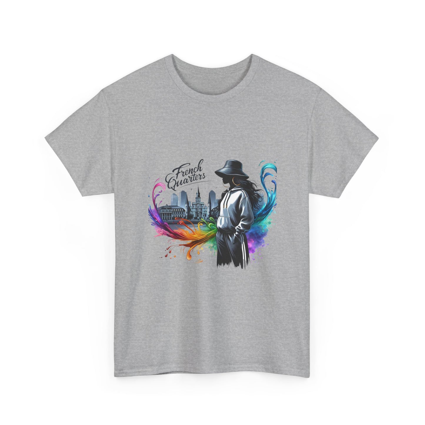 T-Shirt — French Quarter Jazz Noir Design (color splash New Orleans skyline)