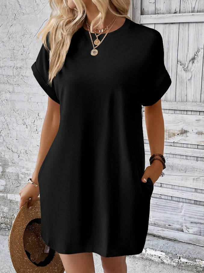 Women's A-Line Cotton Mini Dress with Pockets